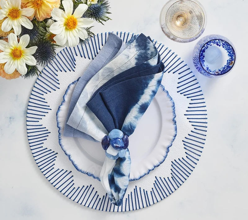 Sea Stone Napkin Ring in Navy, Set of 4
