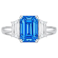 Emilio Jewelry Gia Certified 3.00 Carat Vivid Blue Emerald Cut Diamond Ring