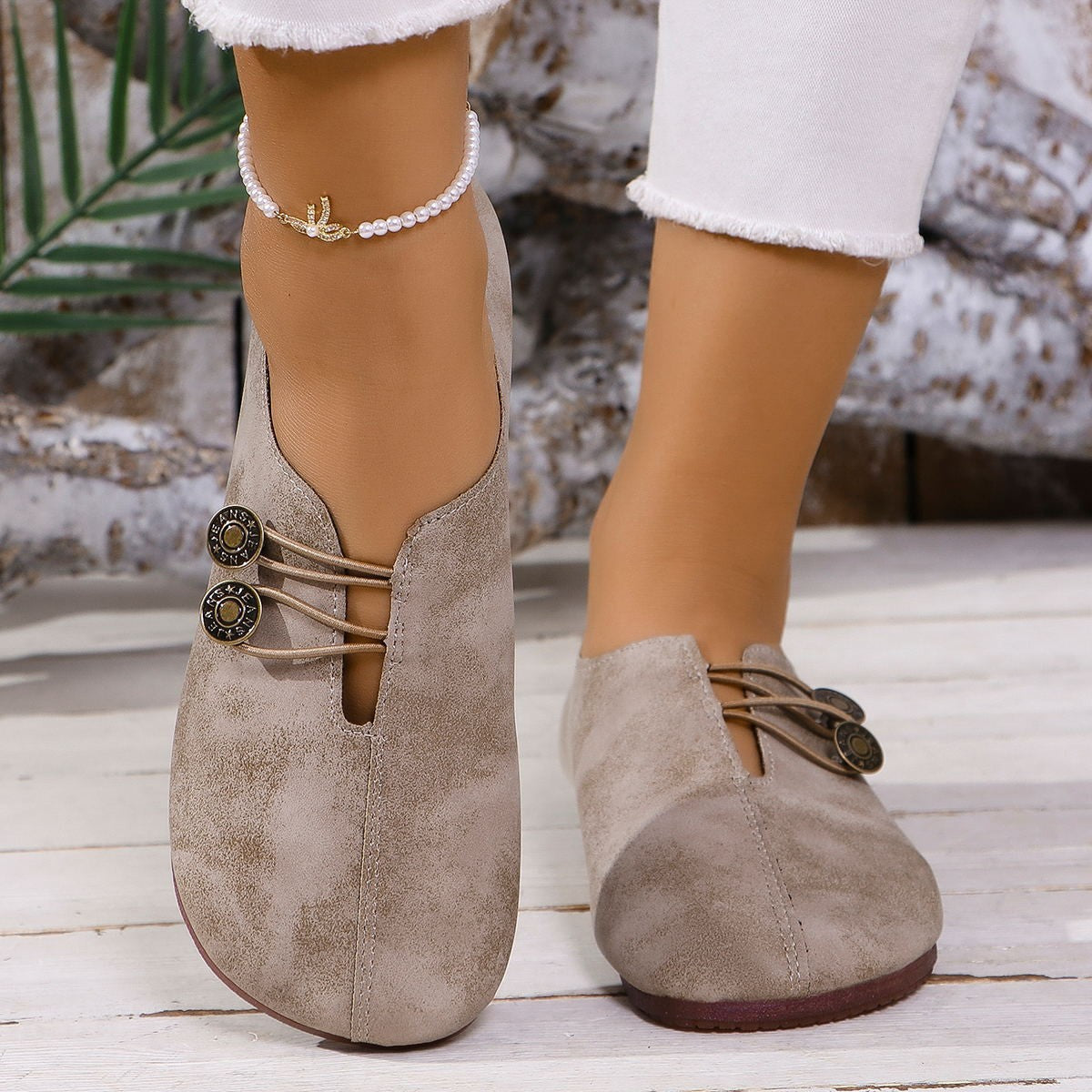 Women's Square-Toe Slip-On Flat Shoes