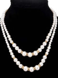 Fashion Imitation Pearl Beaded Necklace Temperament Diamond Double Layer Pearl Long Chain Necklace