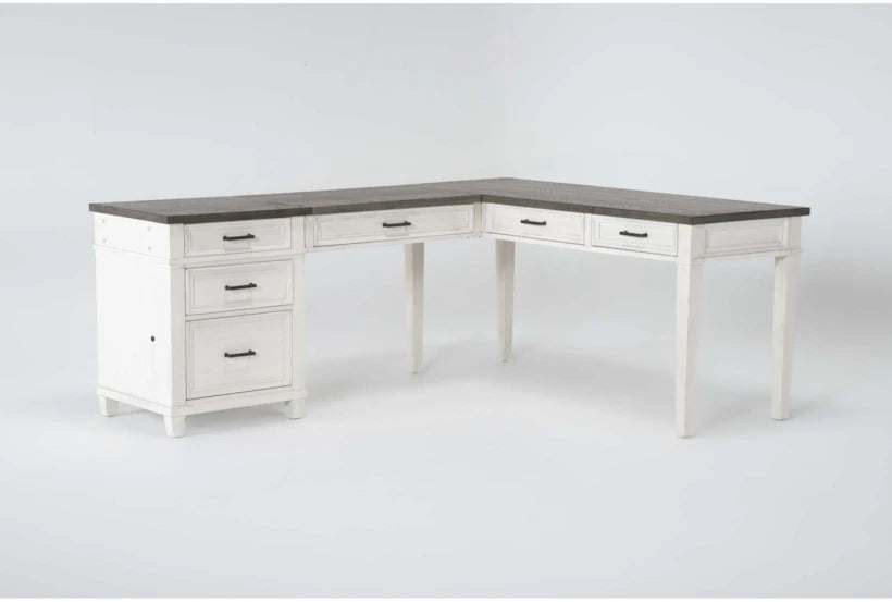 Aberdeen 3 Piece Modular 80" L-Shaped Computer Desk | Drawers | Storage | Writing