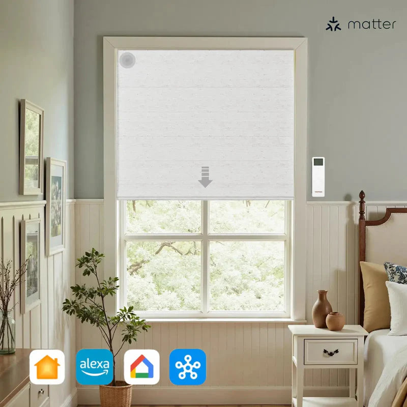 Alvin Motorized Linen Blackout Roman Shade