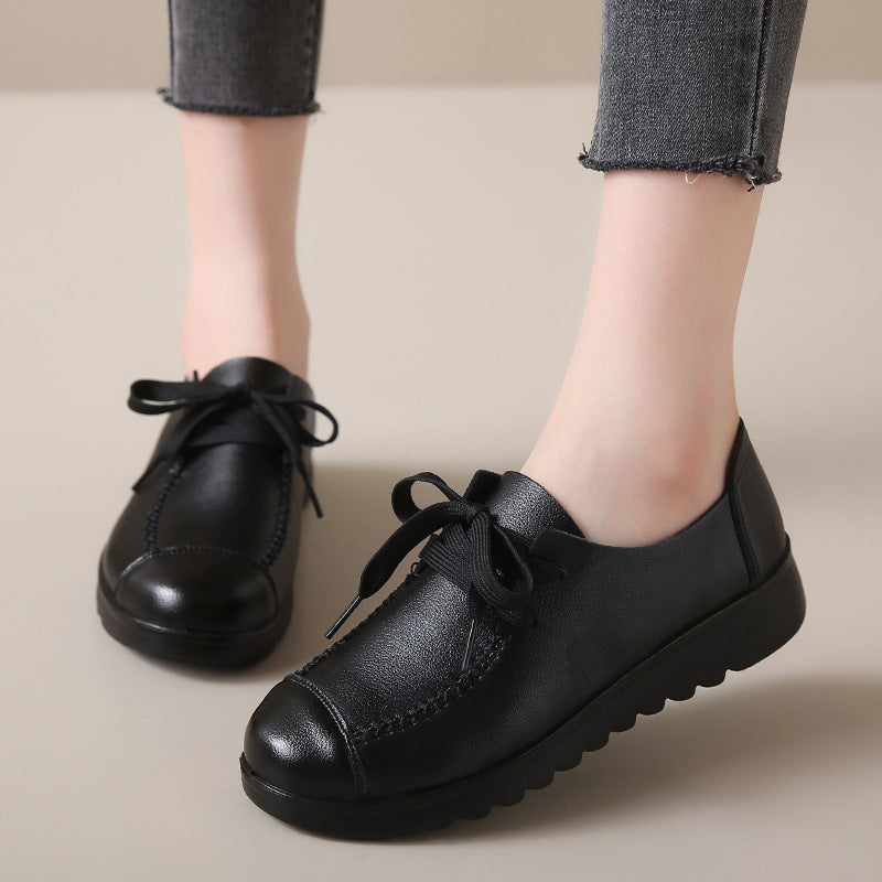 Women’s Black Flat Work Shoes – Soft Sole Anti-Slip Flats