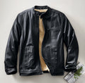 Sherpa-Lined Leather Coat