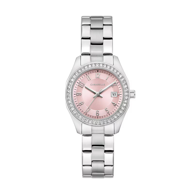 Zales Ladies’ Caravelle by Bulova Crystal Accent Dress Sport Watch with Pink Dial