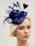 Women's Elegant Satin Feather Fascinator Hat