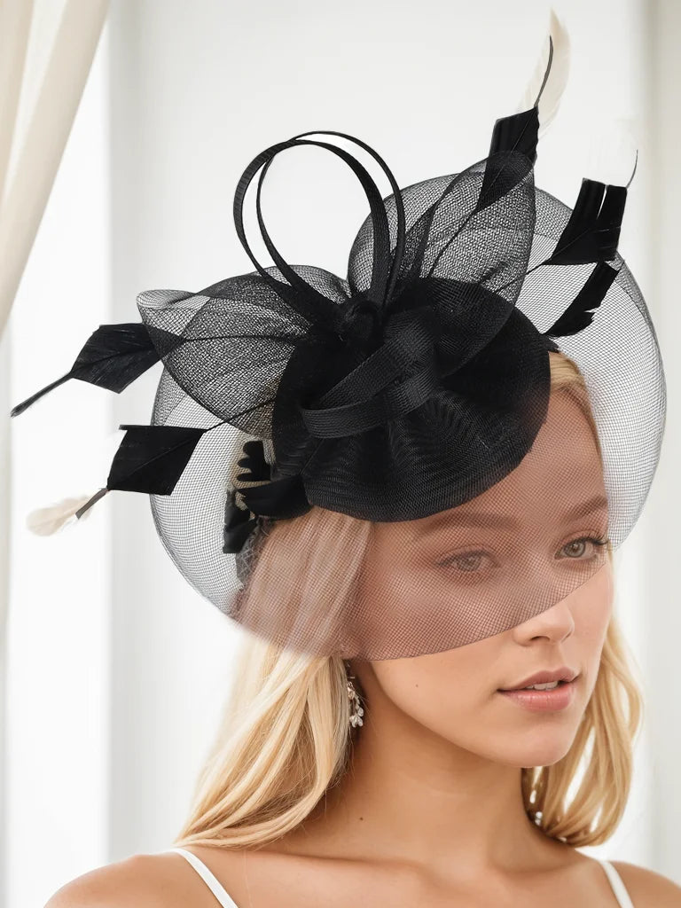 Women's Elegant Feather Mesh Fashion Headdress Fascinator Hat
