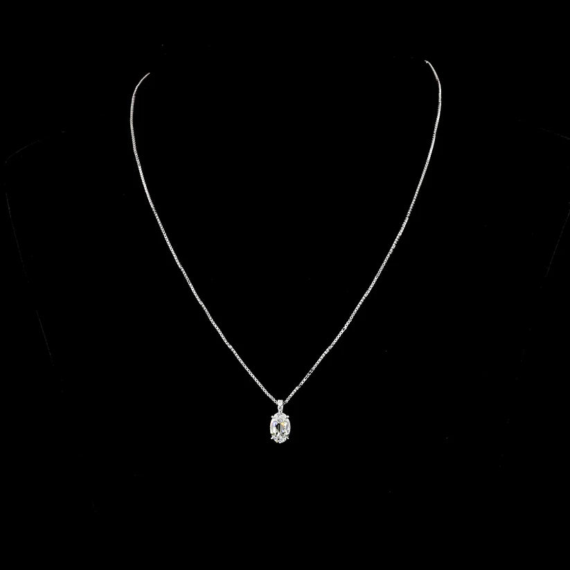 2.07 CTTW Antique Oval Lab Grown Diamond Antique Oval Necklace Pendant 18"