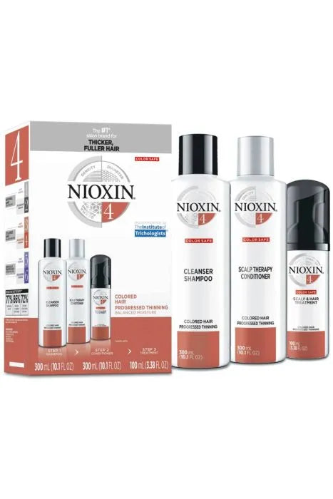 Nioxin System 4 Kit for Colored, Progressed Thinning Hair | Hair Thickening Shampoo, Conditioner, & Treatment