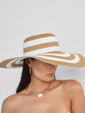Stripes Floppy Straw Wide-brim Hat