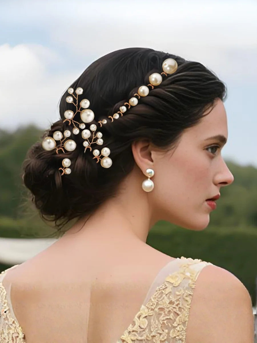 Bridal U-shaped Hairpin Set Updo And Braiding Hairpins 12-piece Handmade Pearl Hairpin Set U-shaped Fork