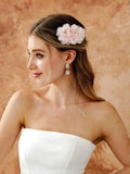 Handmade Beautiful Pink Pearl Mesh Flower Bridesmaid Hair Comb