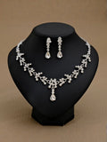 Women's Wedding Dress Alloy Electroplated Rhinestone Pearl Earrings Necklace Jewelry Set (Two Pieces)