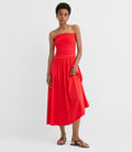Ruched Strapless Midi Dress