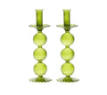 Iris Tall Candle Holder in Olive, Set of 2 in a Box