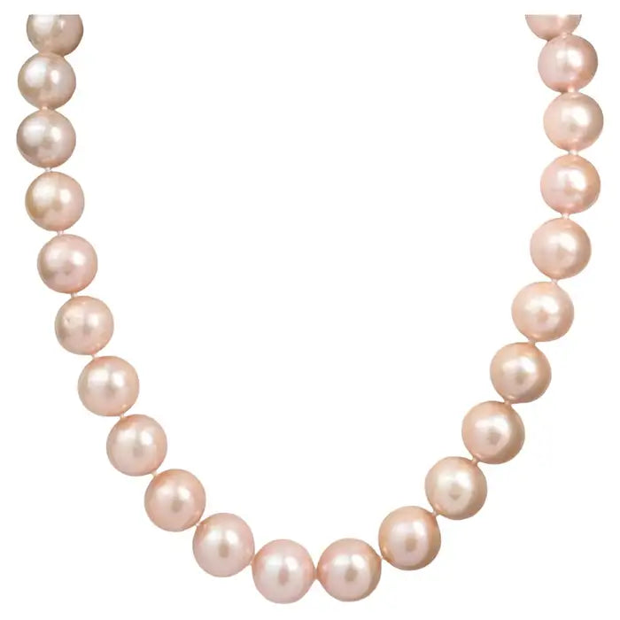 Vintage 18" Pink Freshwater Pearl Strand Necklace in 14 Karat Yellow Gold