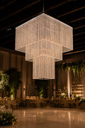 CUSTOM Giant 6' Diameter Square Shaped Chandelier "The Regent" - Pick Your Beads, Length, Tiers - Made in USA!