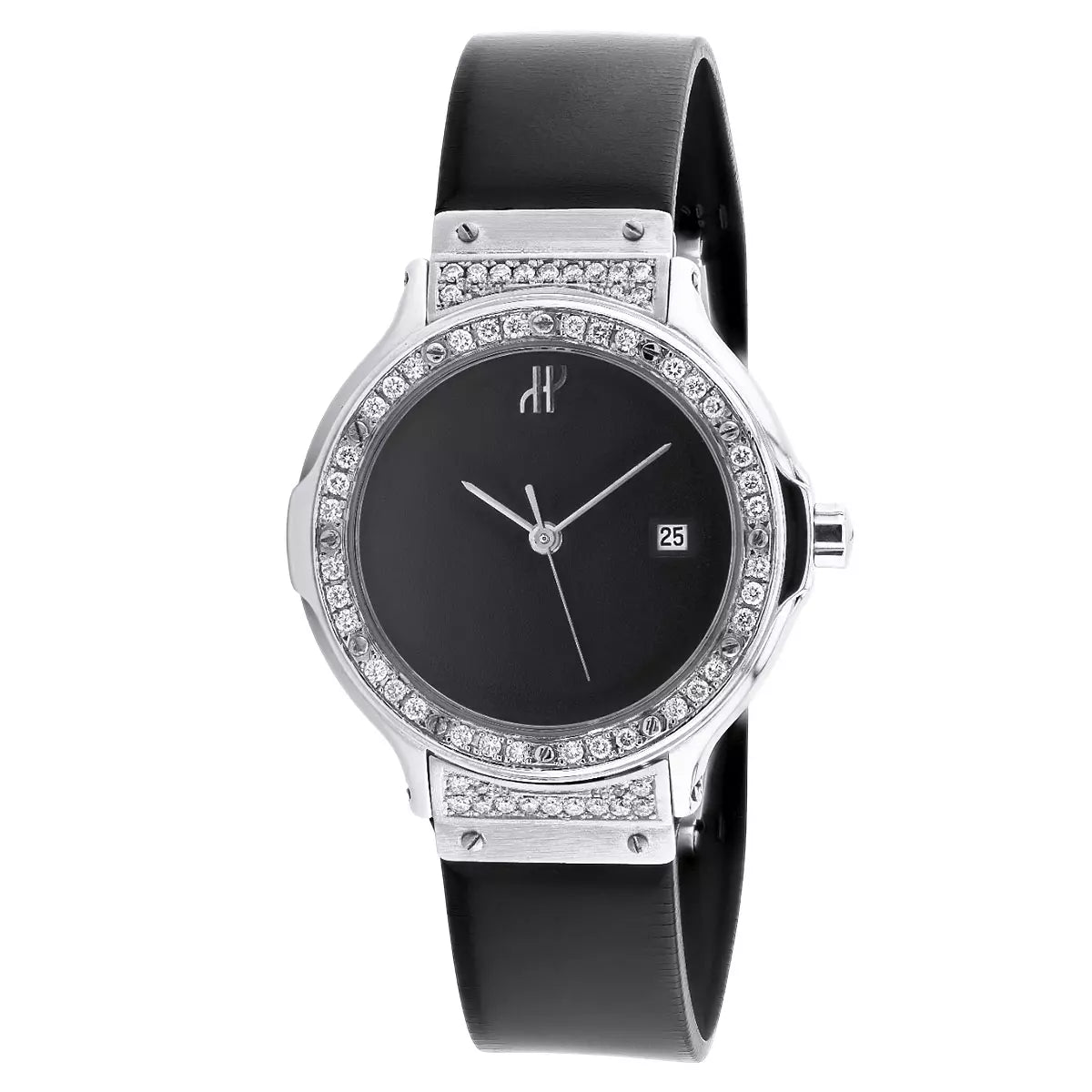 Womens Diamond Watch Hublot MDM 28mm 0.48ct Black Dial