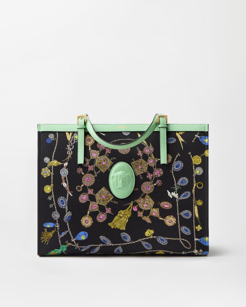 Versace Rivière Printed Large Canvas Tote