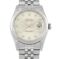 Rolex Datejust 36 Silver Diamond Dial Steel Jubilee Watch 16234