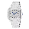 Iced Out Cartier Santos Diamond Watch for Men & Women | 36mm | Arabic Numeral Dial | 17ct