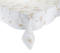 Embroidered Palm Tablecloth in White, Natural & Gold