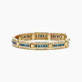 Men's 14K Yellow Gold White and Blue Diamond Linked Bracelet