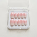 Pink White Ombre Square Press On Nails Baby Boomer